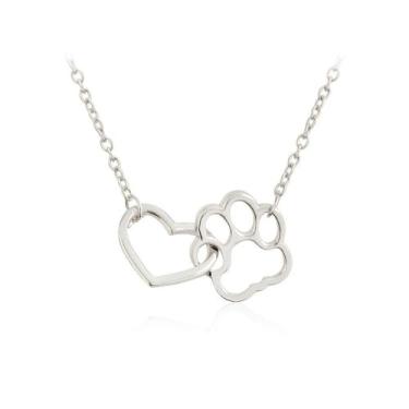 Imagem de Yocoyee Colar com estampa de pata de gato, cachorro, cachorrinho, gato, animal, para sempre, amor, coração, pingente de joias para amantes de animais de estimação, Cobre, Sem Pedra Preciosa