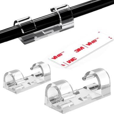 Imagem de 100 peças de grampo de fio finalizador, clipes de cabo (pequeno e grande), grampos de arame adesivo para TV, PC, laptop, clipes de gerenciamento de cabos, clipes de luz ao ar livre