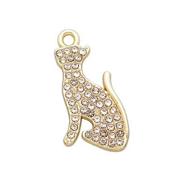 Imagem de Zicdije Pacote com 20 pingentes banhados a ouro, pingentes banhados a ouro, acessórios de cristal para colar, pulseira, fabricação de joias, faça você mesmo, Zinco, Strass