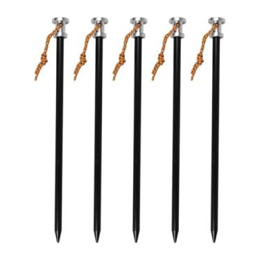 Imagem de Almencla 5x Parafuso em Estacas de Tenda Estacas de Solo com Corda Estacas de Tenda Estacas de Tenda Perfuráveis Âncoras de Solo para Quintal Toldo Viagem Ao, Preto