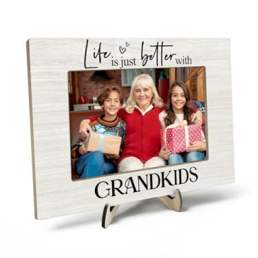 Imagem de Porta-retrato para avós, porta-retratos para netos, presente de bebê recém-nascido para avô, presentes de aniversário, a vida é melhor com netos, decoração de mesa de quarto de escritório em casa, 10
