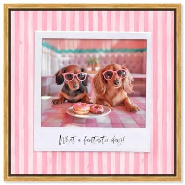 Imagem de Art Remedy Donut Date Polaroid Canvas Kids Art Prints, moldura dourada, 40,6 cm x 40,6 cm