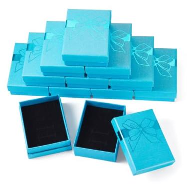 Imagem de KISSITTY 12 caixas de presente de papelão, papel retangular, caixas de armazenamento de joias 9,54 x 7,6 x 3,5 cm, colar, brinco, anel, caixas de armazenamento para aniversário, ação de graças, Natal