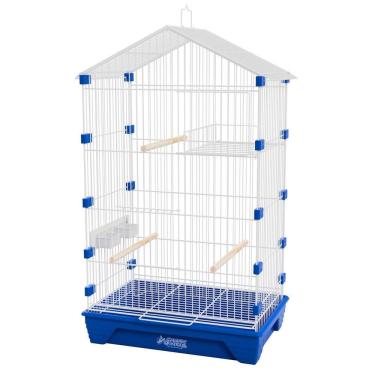 Imagem de Gaiola Periquito Malha Fina Pássaros - Branco Azul