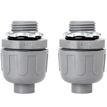 Imagem de Feotech Conector líquido apertado de 3/10.2 cm – Pacote com 2 acessórios de conduíte elétrico de PVC, conectores flexíveis retos de 180 graus para casa, cozinha e banheiro