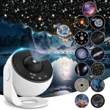 Imagem de Projetor de Luz Galaxia, Projetor Galaxia, Projetor de Estrelas, Projetor de Luz, Galaxy Projector, Lâmpada de Projeção de Nebulosa Rotativa de 360, luz Noturna para Quarto, Preto E branco