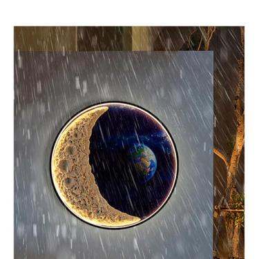 Imagem de Paisagem Contemporânea Ao Ar Livre Lâmpadas De Parede Círculo À Prova D 'Água Criatividade Mural Criativo Elétrico Moda Simplicidade Varanda Corredor Vila Decoração LED Lâmpada De Parede (Um D80CM)