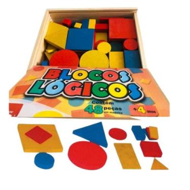 Imagem de Blocos Lógicos em MDF 48 Peças Jogos Educativos - Zaramela