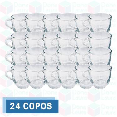 Imagem de Conjunto 24 Xícaras de Chá Transparente 150ML Elegante Lisa