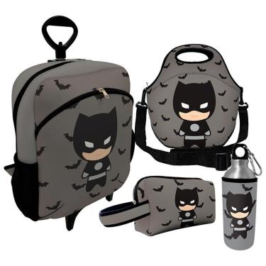 Imagem de Kit Escolar Infantil Mochila de Rodinha + Lancheira Térmica + Necessaire Plus + Squeeze de Alumíni-Unissex
