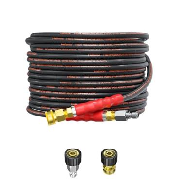 Imagem de Heliwoo Mangueira de lavadora de pressão de 6 m, 4200PSI 1/4 sem marcação sem dobras, c...