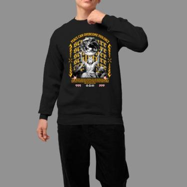 Imagem de Moletom Gola Careca Basico Masculino Moda De Rua Confortável Inverno B