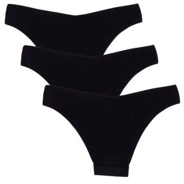 Imagem de  Kit 3 Calcinhas Fio Dental Sem Costura Poliamida Huxter Preto, P