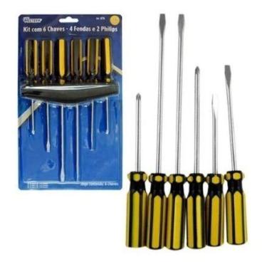 Imagem de Kit 4 Chaves Fenda + 2 Chaves Philips Aço Cabo Pvc 676 - WESTERN