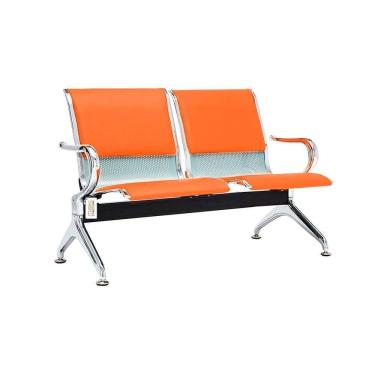 Imagem de Cadeira Longarina Com Est Cromada 2 Lugares Colors Laranja