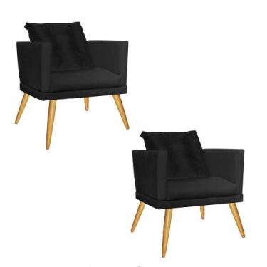 Imagem de Kit 02 Poltrona Cadeira Lucia Confort Com almofada Sala Recepção Escri