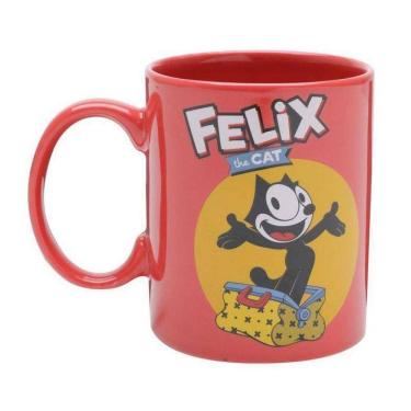 Imagem de Caneca Porcelana Vermelha Geek Gato Felix 300Ml