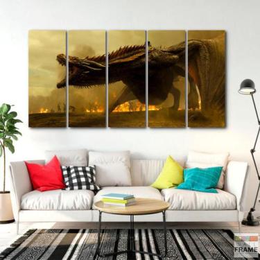 Imagem de Quadro Decorativo - Dragão Game Of Thrones - Tela em Tecido - Wall Fra