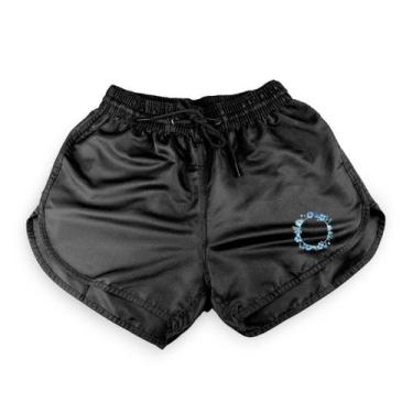 Imagem de Short Feminino Moda Praia Tactel Estampado - HYVE, Preto flores azul, 