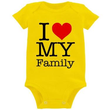 Imagem de Body Bebê I Love My Family - Foca na Moda, Amarelo, GG