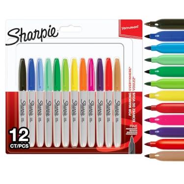 Imagem de Sharpie Marcadores permanentes | Ponta fina | Cores sortidas | 12 unidades