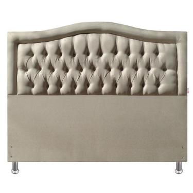 Imagem de Cabeceira Casal Estofada Capitone Provençal Linho Bege 140 x 120 Plus 