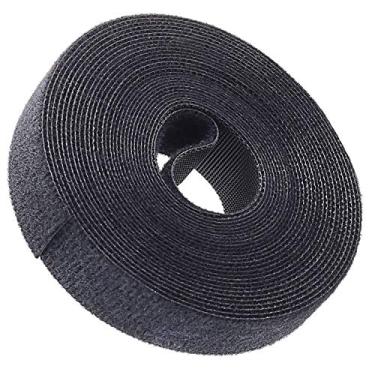 Imagem de Saisn – Rolo de gancho duplo de 1,9 cm com fita de fixação reutilizável, 5 Yard, Black Upgraded Version