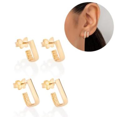 Imagem de Rommanel 527241 Kit Para Primeiro E Segundo Furo Feminino Banhado Ouro