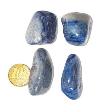Imagem de 4 Cristal Azul Grande Pedra Quartzo Rolado com 3 cm Aproximadamente - 