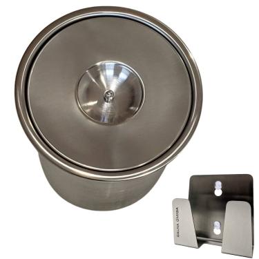 Imagem de Lixeira Pia Cozinha Embutir No Granito Em Inox 5lts 20X24 CM 5 litros e Porta Esponja em Inox 304