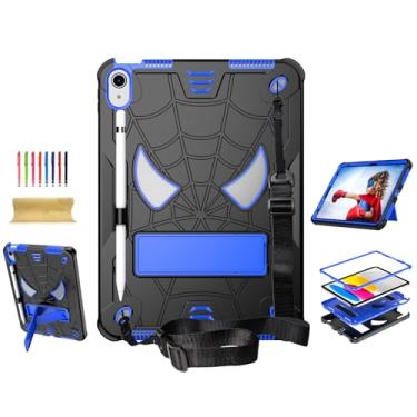Imagem de Dteck Capa rígida para iPad Air (3ª geração) 2019/iPad Pro (versão 2017) de 10,5 polegadas com suporte, alça de ombro/película protetora de tela/caneta incluída, capa infantil aranha fofa à prova de