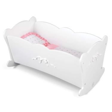 Imagem de Berço de balanço para bonecas KidKraft Tiffany Bow com borda recortada branco