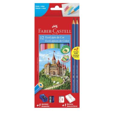 Imagem de Lápis de Cor Ecolápis 12 Cores +3 Grafite Faber-Castell Madeira FSC