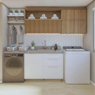 Imagem de Lavanderia Modulada com 2 Armários Aéreos e 1 Balcão 100% Mdf Marquesa