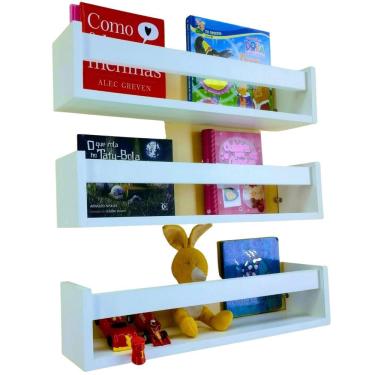 Imagem de Nicho De Parede Porta Livro Pelúcia Bonecos Livreiro 3Un55Cm