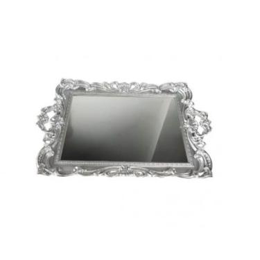 Imagem de Bandeja Com Fundo Espelhado com Alças Prata 40x25x3cm - Saldão