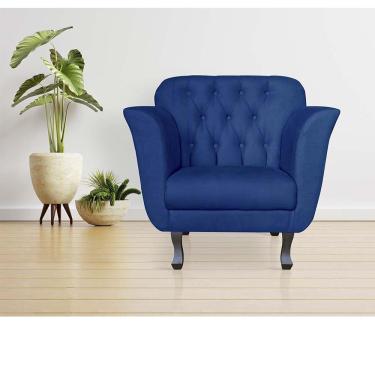 Imagem de Poltrona Helena Pés Luis Xv 1 Lugar Suede azul Marinho