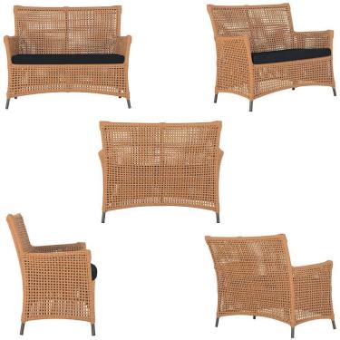 Imagem de 2 Sofás E Mesa Igapó Alumínio Marrom Corda Náutica E12 Trama Terra Cota