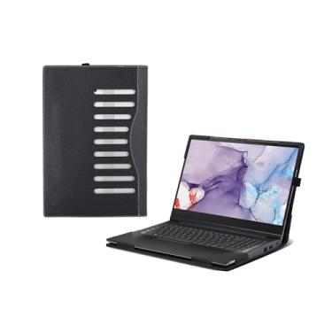 Imagem de Capa de laptop para Lenovo V15 G5 IRL|V15 G3 ABA|V15 G3IAP|V15 G2 IJL| V15 G4 ABP| V15 G4 AMN |V15 G4 IAH|V15 G4 IAN|V15 G4 IRU11 Laptop 5.6 Capa de bolso interno de couro PU (cinza-preta)