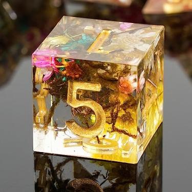 Imagem de DND Dice Set Sharp Edge Dice Set 7 Piece DND polyhedral Dice Numbers with Gold Leaf Exquisite Tin Box Packaging,Ideal for Dungeons & Dragons RPG and Board Games(Flowers Moss)