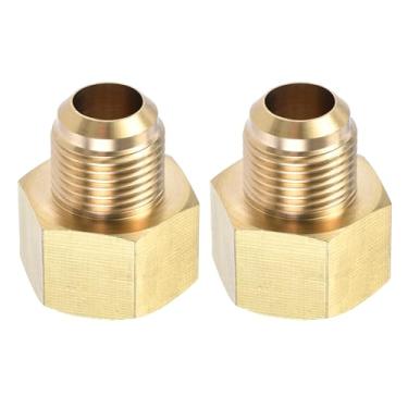 Imagem de YOKIVE 2 peças de encaixe de tubo, conector adaptador de tubo de latão, ótimo para aplicações hidráulicas (tom de latão, 1/2 SAE flare macho e 5/8 SAE fêmea)