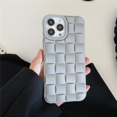 Imagem de Capa de silicone macio com padrão de trama de cubo 3D para iPhone 14 13 Pro Max 11 12 Mini X XS XR 6S 7 8 Plus SE Capa fosca à prova de choque, cinza, para 6Plus ou 6SPlus