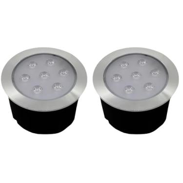 Imagem de Kit 2x Balizador Blindado Piso Solo Externo Led Embutir 7w 3000K Bivolt