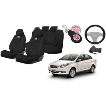 Imagem de Kit Proteção Capas Tecido Assentos Gran Siena '12-'21 + Volante + Chav