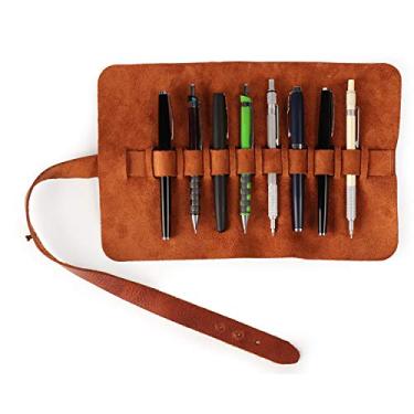 Imagem de Estojo Londo de couro genuíno para caneta e rolo de lápis, Marrom