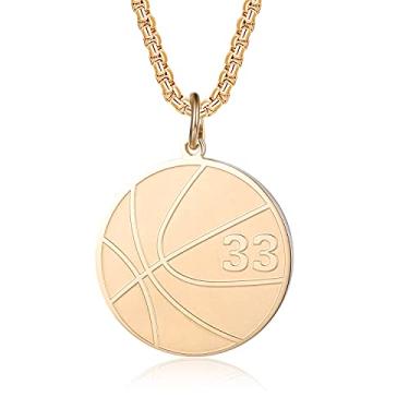 Imagem de Colar de basquete banhado a ouro, número do jogador, pingente de aço inoxidável, para fãs de basquete, presentes, joias esportivas para meninos