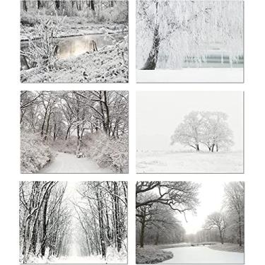 Imagem de Small World Greetings Cartões de cenas de inverno 12 unidades - dentro em branco com envelopes - tamanho A2 (14 x 10,8 cm) - Boas festas, Natal, eventos de inverno e mais