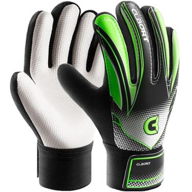 Imagem de Clbort Luvas De Goleiro De Futebol Para Jovens E Crianças, Luvas De Goleiro Com Palmas Super Aderentes, Luvas De Futebol Antiderrapantes, Proteção Dupla Para Os Pulsos (Verde, 5)