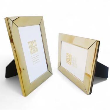 Imagem de Porta Retrato 10x15 Metalizado Dourado Proteção em Vidro - Tokio Desig