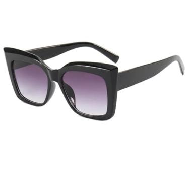 Imagem de VFDHN Óculos de sol com armação feminina e masculina, proteção UV400, feminino (preto e cinza)